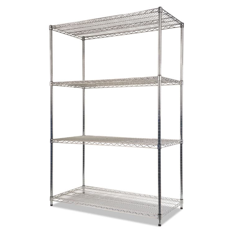 ALERA NSF Certified Industrial Four-Shelf Wire Shelving Kit, 48w x 24d x 72h, Silver (ALESW504824SR) thumbnail 3
