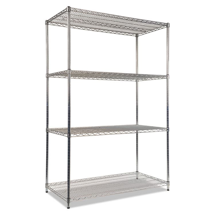 ALERA NSF Certified Industrial Four-Shelf Wire Shelving Kit, 48w x 24d x 72h, Silver (ALESW504824SR)