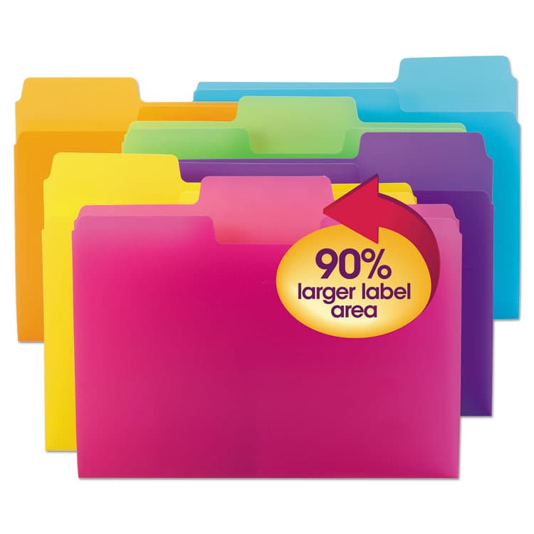 SMEAD MANUFACTURING CO. SuperTab Top Tab File Folders, 1/3-Cut Tabs: Assorted, Letter Size, 0.75" Expansion, Polypropylene, 18/Pack (SMD10515) thumbnail 3