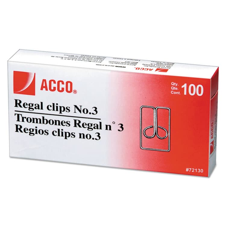 ACCO BRANDS, . Regal Clips, #3, Smooth, Silver, 100/Box (ACC72130) thumbnail 4