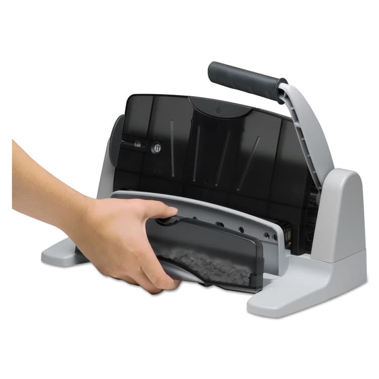 ACCO BRANDS, . 40-Sheet LightTouch Heavy-Duty Two- to Seven-Hole Punch, 9/32" Holes, Black/Gray (SWI74357) thumbnail 4