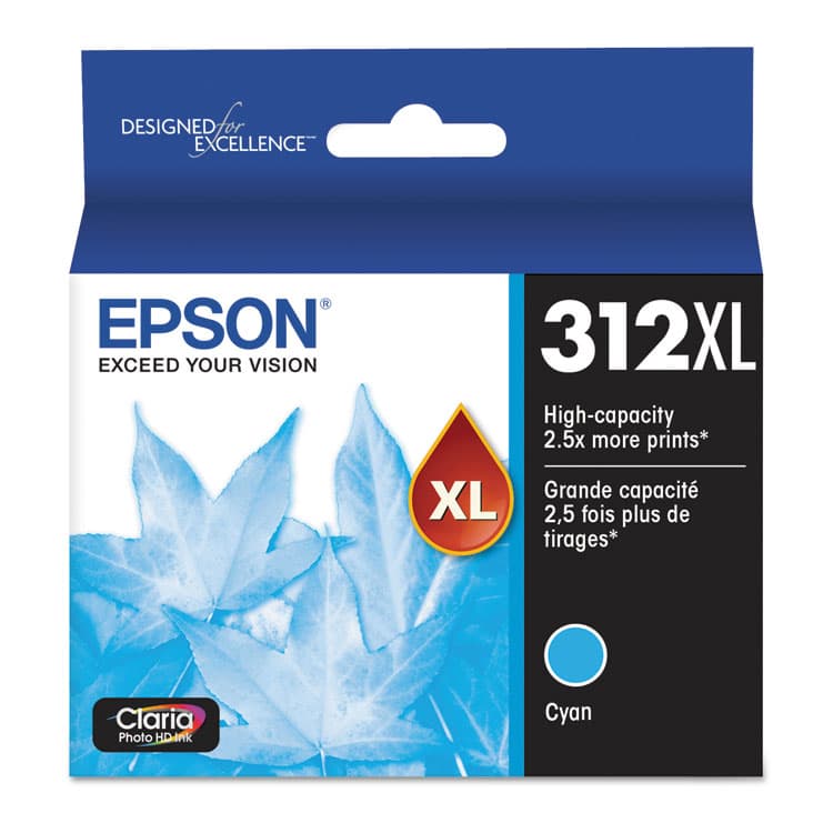 EPSON AMERICA, . T312XL220-S (312XL) Claria High-Yield Ink, 830 Page-Yield, Cyan (EPST312XL220S)