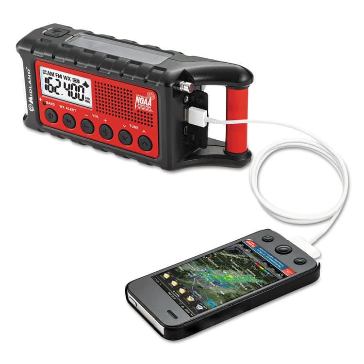 MIDLAND RADIO ER310 Weather Alert Radio, 32 Hour Run Time, Red (MROER310)