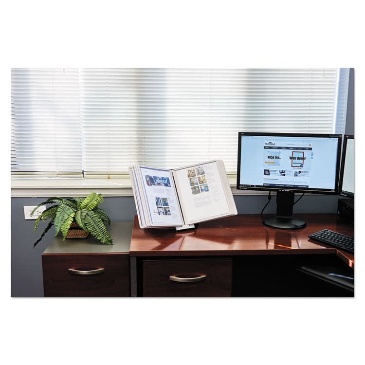 DURABLE OFFICE PRODUCTS CORP. SHERPA Desk Reference System, 10 Panels, 10 x 5.88 x 13.5, Gray Borders (DBL554210) thumbnail 3