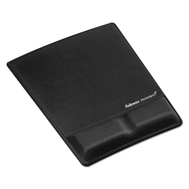 FELLOWES MFG. CO. Ergonomic Memory Foam Wrist Support with Attached Mouse Pad, 8.25 x 9.87, Black (FEL9181201)