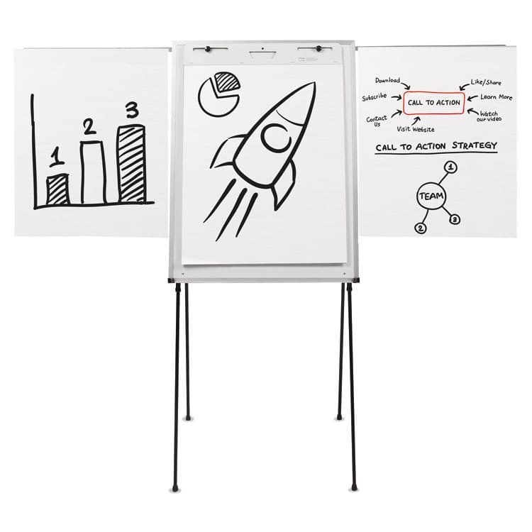 QUARTET MFG. Dry Erase Steel Easel, 29" x 40", White Surface, Satin Aluminum Frame (QRT81E) thumbnail 2