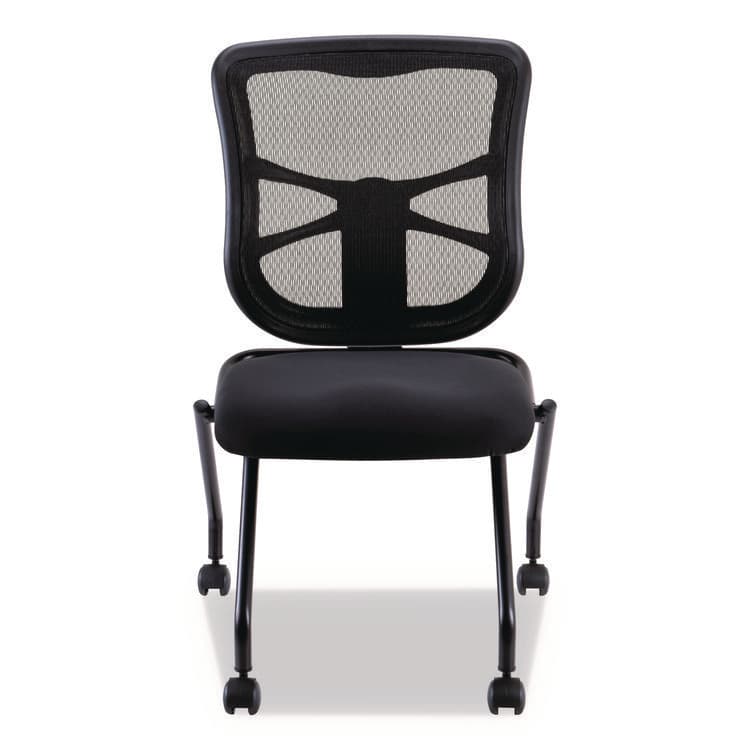 ALERA Alera Elusion Mesh Nesting Chairs, Supports Up to 275 lb, 18.1" Seat Height, Black Seat, Black Back, Black Base, 2/Carton (ALEEL4915) thumbnail 2