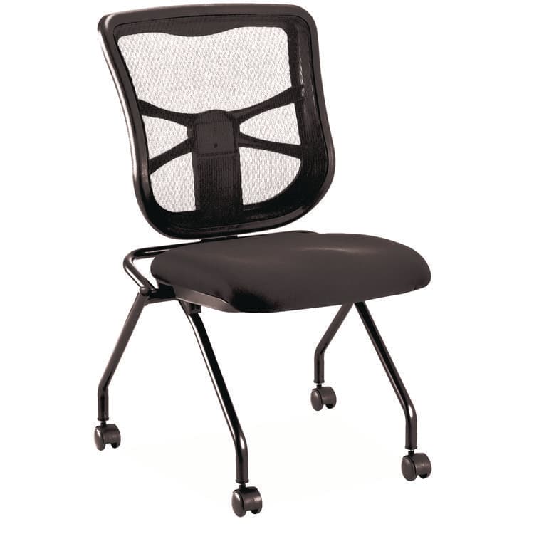 ALERA Alera Elusion Mesh Nesting Chairs, Supports Up to 275 lb, 18.1" Seat Height, Black Seat, Black Back, Black Base, 2/Carton (ALEEL4915)