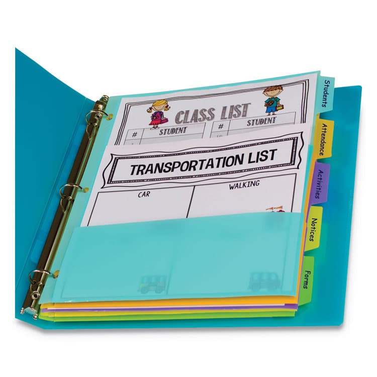 C-LINE PRODUCTS, Index Dividers with Multi-Pockets, 5-Tab, 11.5 x 10, Assorted, 1 Set (CLI07650)