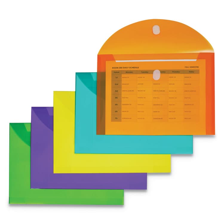 C-LINE PRODUCTS, Reusable Poly Envelope, Hook/Loop Closure, 8.5 x 11, Assorted Colors, 10/Pack (CLI58030)