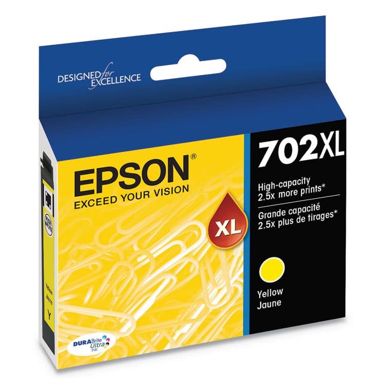 EPSON AMERICA, . T702XL420-S (702XL) DURABrite Ultra High-Yield Ink, 950 Page-Yield, Yellow (EPST702XL420S) thumbnail 2