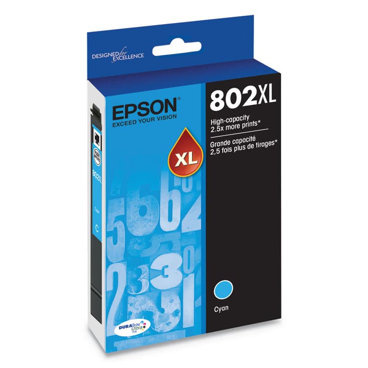 EPSON AMERICA, . T802XL220-S (802XL) DURABrite Ultra High-Yield Ink, 1,900 Page-Yield, Cyan (EPST802XL220S) thumbnail 2