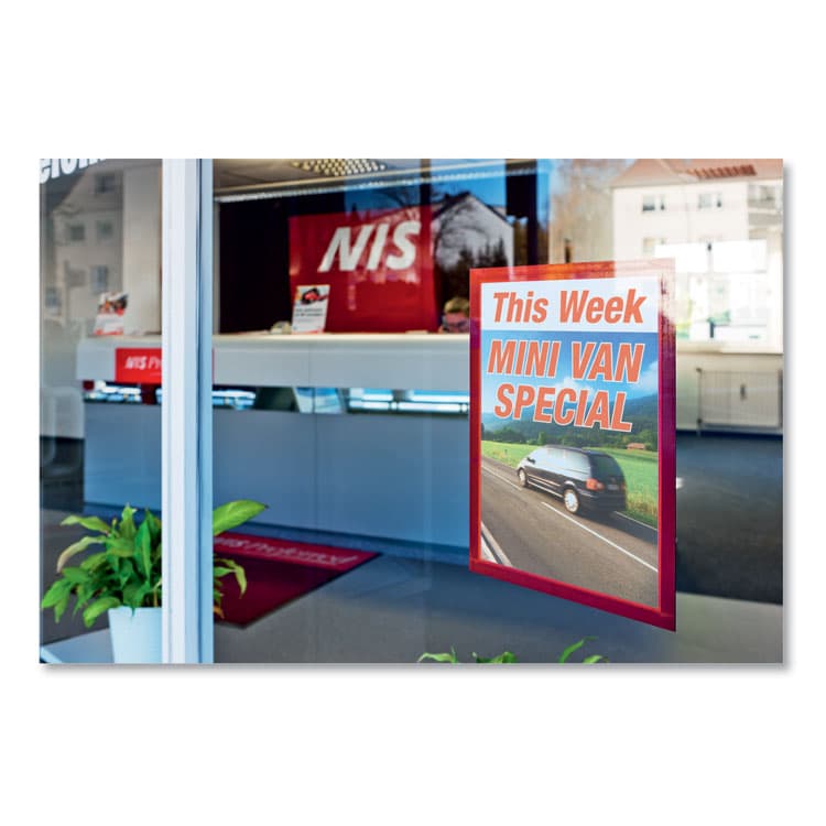 DURABLE OFFICE PRODUCTS CORP. DURAFRAME Sign Holder, 8.5 x 11, Red Frame, 2/Pack (DBL476803) thumbnail 3
