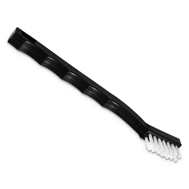 CFS BRANDS Flo-Pac Utility Toothbrush Style Maintenance Brush, White Nylon Bristles, 7.25" Brush, 7" Black Polypropylene Handle (CFS4067400DZ) thumbnail 3
