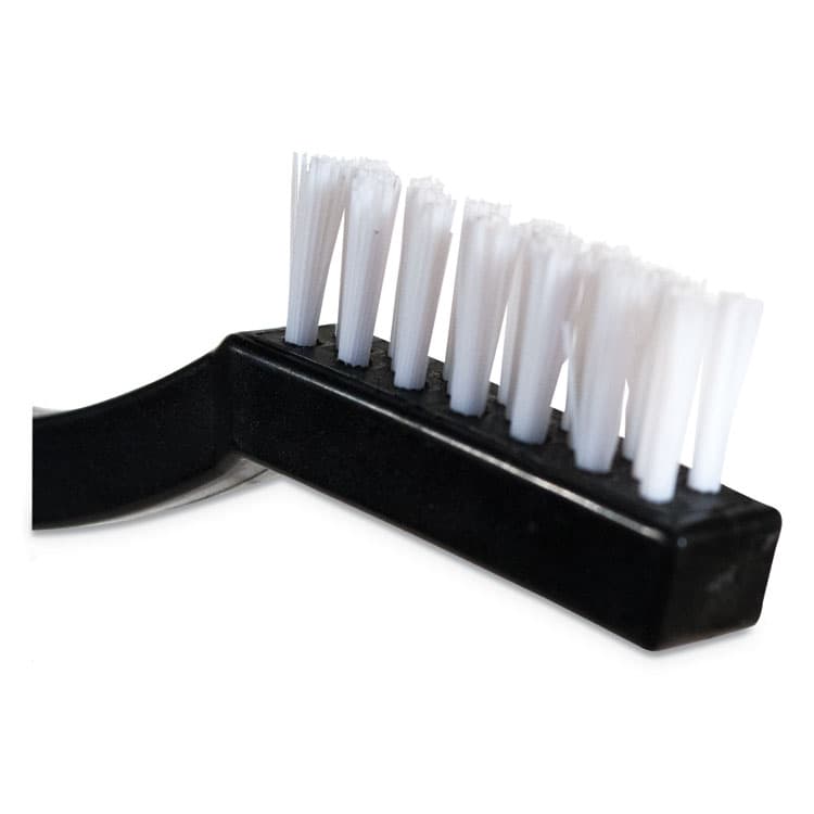 CFS BRANDS Flo-Pac Utility Toothbrush Style Maintenance Brush, White Nylon Bristles, 7.25" Brush, 7" Black Polypropylene Handle (CFS4067400DZ) thumbnail 4
