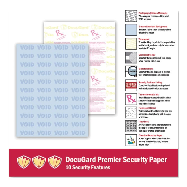 PARIS CORPORATION Medical Security Papers, 24 lb Bond-Weight, 8.5 x 11, Blue, 500/Ream (PRB04543) thumbnail 2