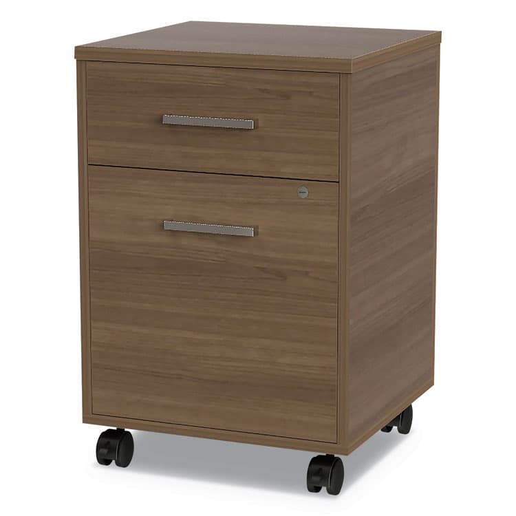 LINEA ITALIA Urban Mobile File Pedestal, Left or Right, 2-Drawers: Box/File, Legal/A4, Natural Walnut, 16" x 15.25" x 23.75" (LITUR610NW)