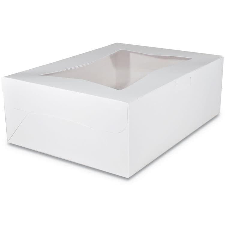 SOUTHERN CHAMPION TRAY White Window Bakery Boxes with Tuck-in Lid, 14 x 10 x 6.5, White, Paper, 100/Carton (SCH23103)
