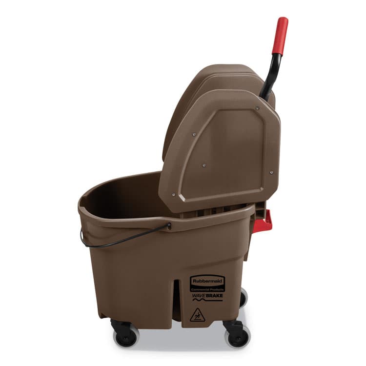 RUBBERMAID COMMERCIAL PROD. WaveBrake 2.0 Bucket/Wringer Combos, Down-Press, 35 qt, Plastic, Brown (RCPFG757788BRN) thumbnail 2