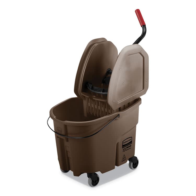 RUBBERMAID COMMERCIAL PROD. WaveBrake 2.0 Bucket/Wringer Combos, Down-Press, 35 qt, Plastic, Brown (RCPFG757788BRN)