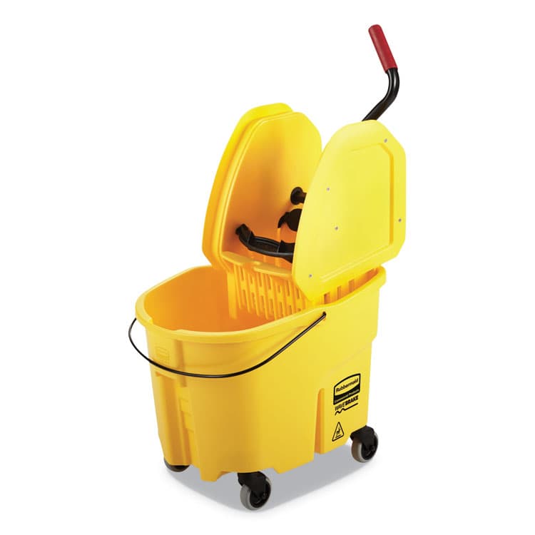 RUBBERMAID COMMERCIAL PROD. WaveBrake 2.0 Bucket/Wringer Combos, Down-Press, 35 qt, Plastic, Yellow (RCPFG757788YEL)