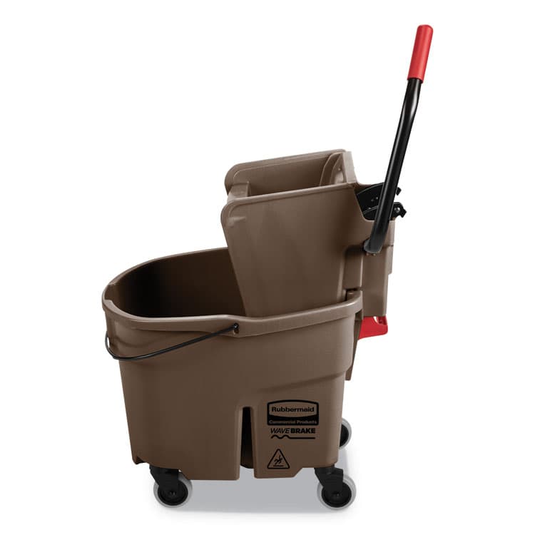RUBBERMAID COMMERCIAL PROD. WaveBrake 2.0 Bucket/Wringer Combos, Side-Press, 35 qt, Plastic, Brown (RCPFG758088BRN) thumbnail 2