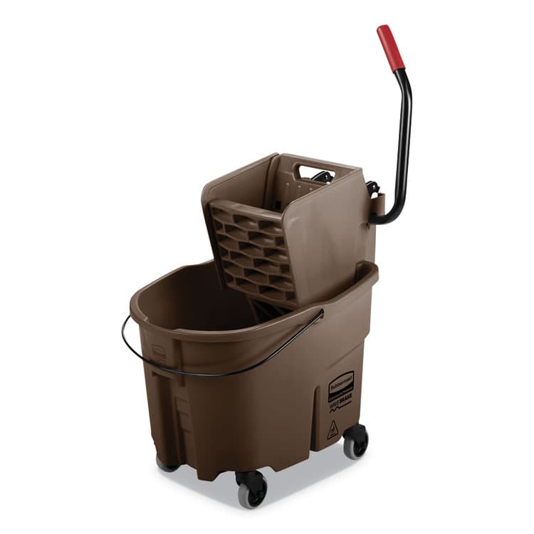 RUBBERMAID COMMERCIAL PROD. WaveBrake 2.0 Bucket/Wringer Combos, Side-Press, 35 qt, Plastic, Brown (RCPFG758088BRN)