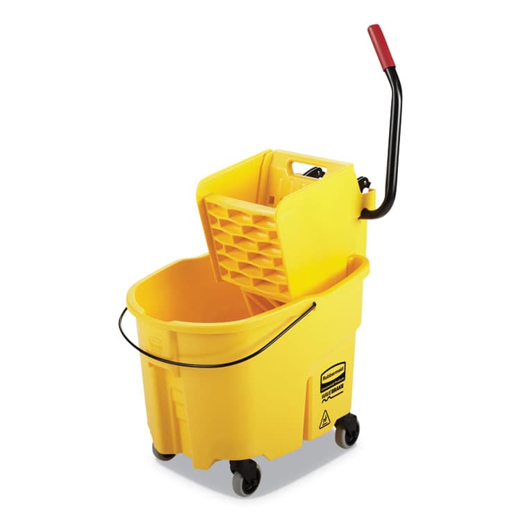 RUBBERMAID COMMERCIAL PROD. WaveBrake 2.0 Bucket/Wringer Combos, Side-Press, 35 qt, Plastic, Yellow (RCPFG758088YEL)