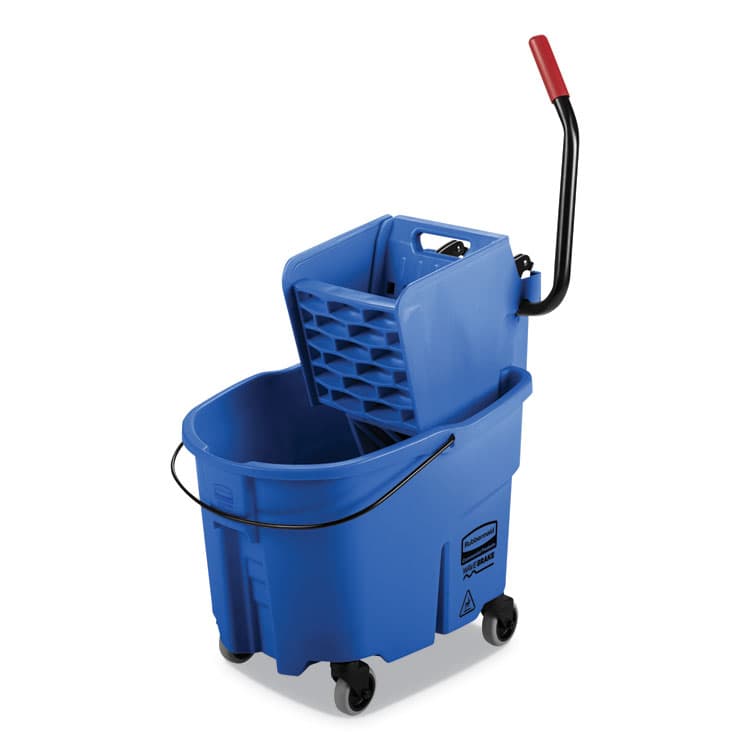 RUBBERMAID COMMERCIAL PROD. WaveBrake 2.0 Bucket/Wringer Combos, Side-Press, 35 qt, Plastic, Blue (RCPFG758888BLUE)