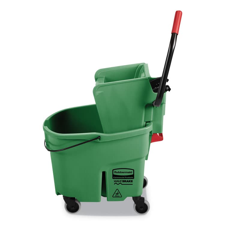 RUBBERMAID COMMERCIAL PROD. WaveBrake 2.0 Bucket/Wringer Combos, Side-Press, 35 qt, Plastic, Green (RCPFG758888GRN) thumbnail 2