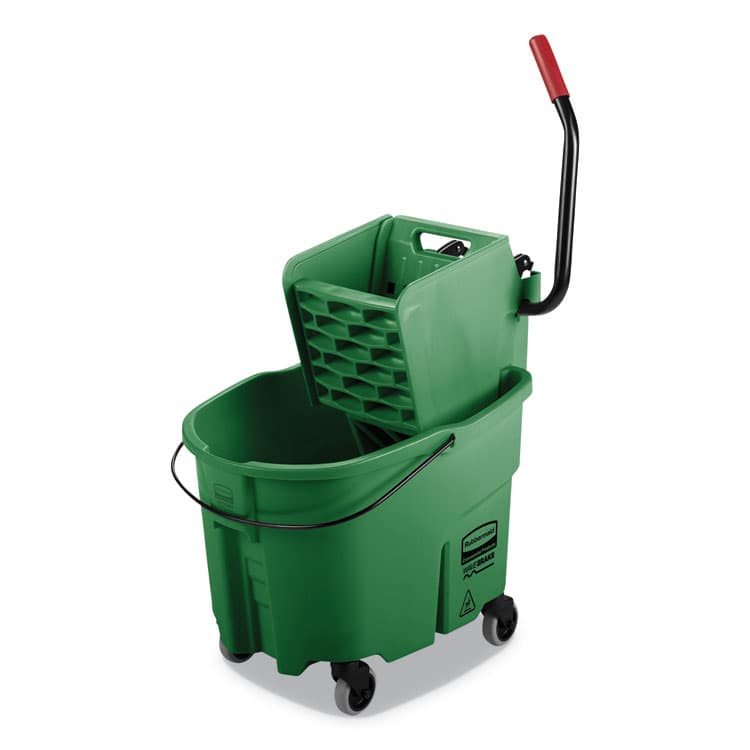 RUBBERMAID COMMERCIAL PROD. WaveBrake 2.0 Bucket/Wringer Combos, Side-Press, 35 qt, Plastic, Green (RCPFG758888GRN)