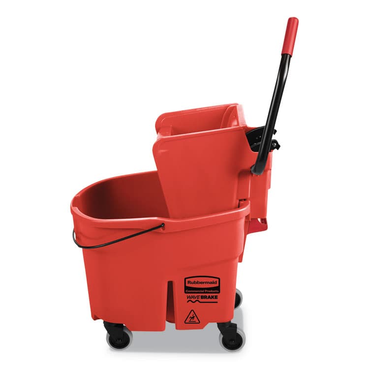 RUBBERMAID COMMERCIAL PROD. WaveBrake 2.0 Bucket/Wringer Combos, Side-Press, 35 qt, Plastic, Red (RCPFG758888RED) thumbnail 2