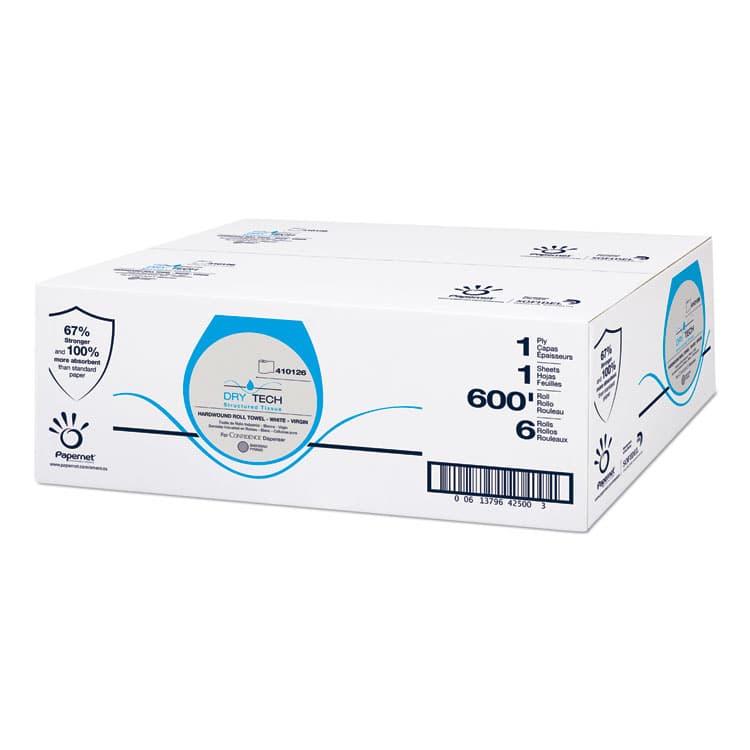 SOFIDEL AMERICA Dry Tech Paper Towel, 1-Ply, 7.5" x 600 ft, White, 6 Rolls/Carton (SOD410126)