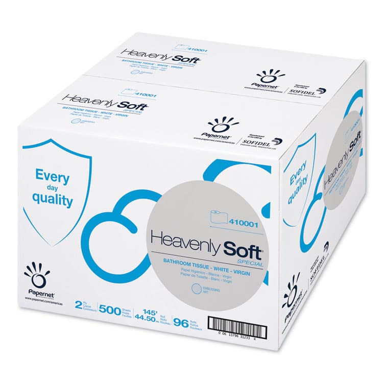 SOFIDEL AMERICA Heavenly Soft Toilet Tissue, Septic Safe, 2-Ply, White. 500 Sheets/Roll, 96 Rolls/Carton (SOD410001)