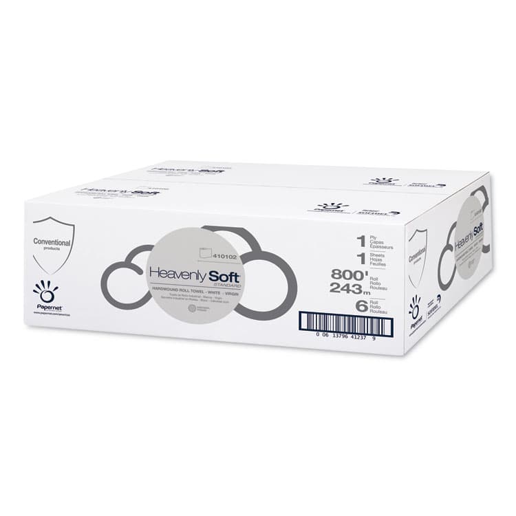 SOFIDEL AMERICA Heavenly Soft Standard Hardwound Roll Towel, 1-Ply, 7.8" x 800 ft, White, 6 Rolls/Carton (SOD410102)