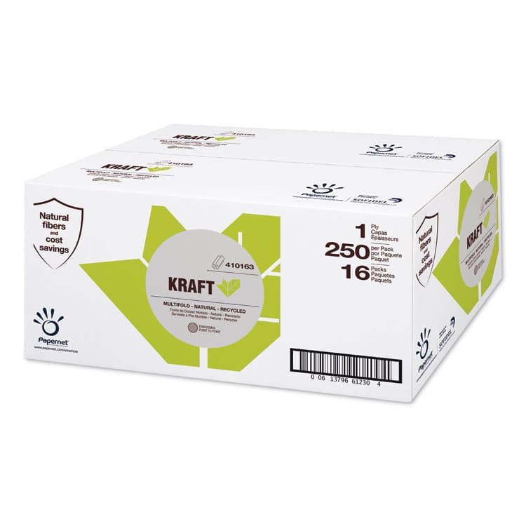 SOFIDEL AMERICA Kraft Tech Multi-Fold Paper Towel, Kraft, 1-Ply, 9.5 x 9.25, Brown, 16 Packs/Carton (SOD410163)