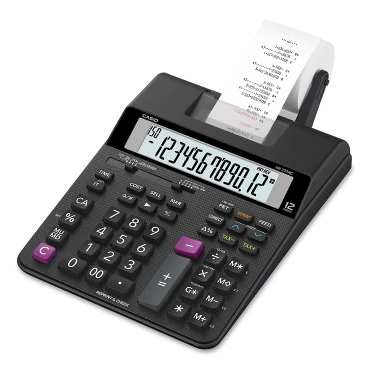 CASIO, . HR200RC Printing Calculator, Black/Red Print, 2.4 Lines/Sec (CSOHR200RC) thumbnail 2