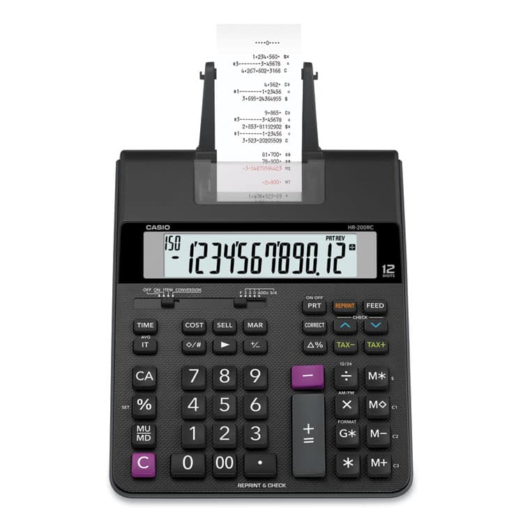 CASIO, . HR200RC Printing Calculator, Black/Red Print, 2.4 Lines/Sec (CSOHR200RC)