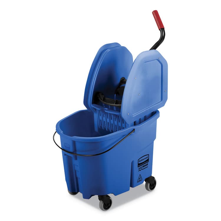 RUBBERMAID COMMERCIAL PROD. WaveBrake 2.0 Bucket/Wringer Combos, Down-Press, 35 qt, Plastic, Blue (RCPFG757888BLUE)