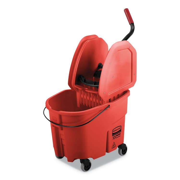 RUBBERMAID COMMERCIAL PROD. WaveBrake 2.0 Bucket/Wringer Combos, Down-Press, 35 qt, Plastic, Red (RCPFG757888RED)