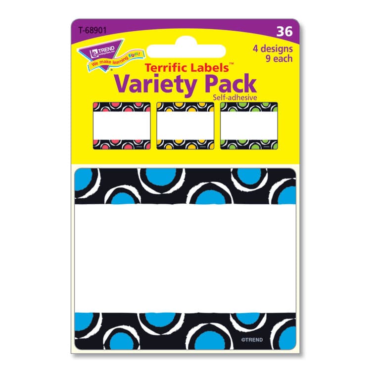 TREND ENTERPRISES, . Terrific Labels Name Tags, Dots Design, 3" x 2.5", Assorted Colors, 36/Pack (TEPT68901) thumbnail 2