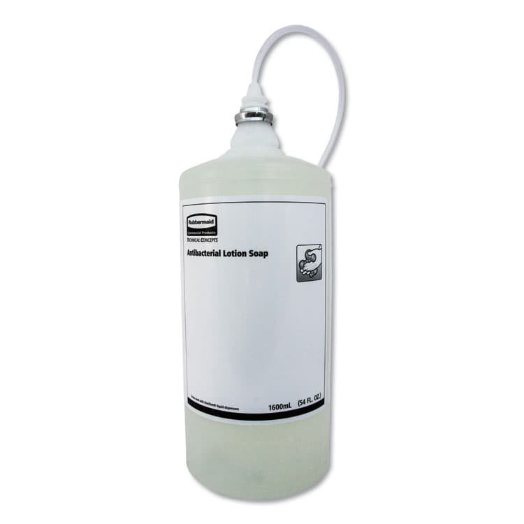 RUBBERMAID COMMERCIAL PROD. One Shot Antibacterial Enriched Lotion Soap Refill, Unscented, 1,600 mL, 4/Carton (RCP2018581CT)