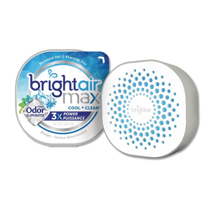 BRIGHT AIR Max Odor Eliminator Air Freshener, Cool and Clean, 8 oz Jar, 6/Carton (BRI900437)