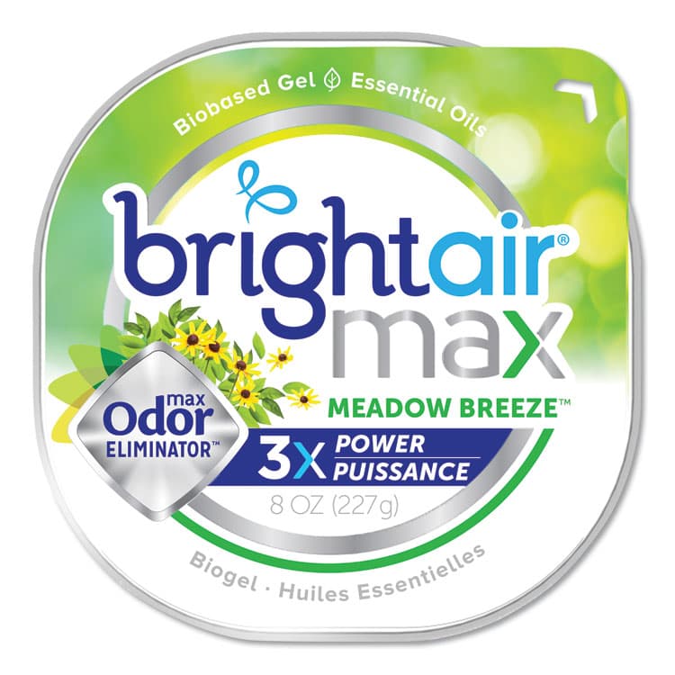BRIGHT AIR Max Odor Eliminator Air Freshener, Meadow Breeze, 8 oz Jar, 6/Carton (BRI900438) thumbnail 2