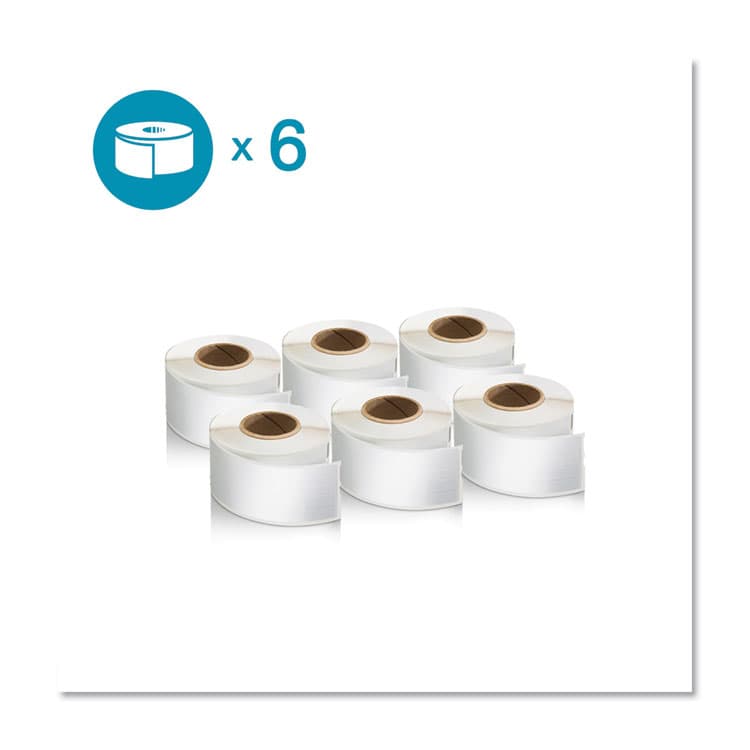 DYMO LW 1-Up File Folder, 0.56" x 3.43", White, 130 Labels/Roll, 6 Rolls/Pack (DYM2050812)