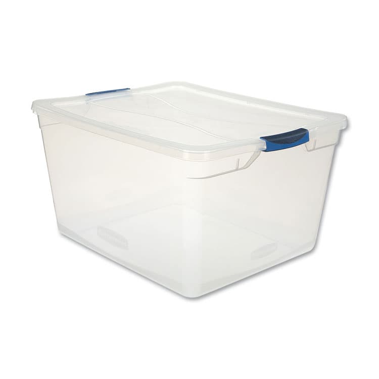 RUBBERMAID Clever Store Basic Latch-Lid Container, 17.75 gal, 18.63" x 23.5" x 12.25", Clear (UNXRMCC710000)