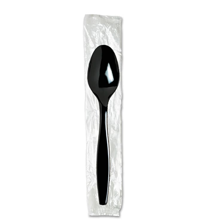 DIXIE FOOD SERVICE Individually Wrapped Heavyweight Spoon, Plastic, Black, 1,000/Carton (DXETH53C7)