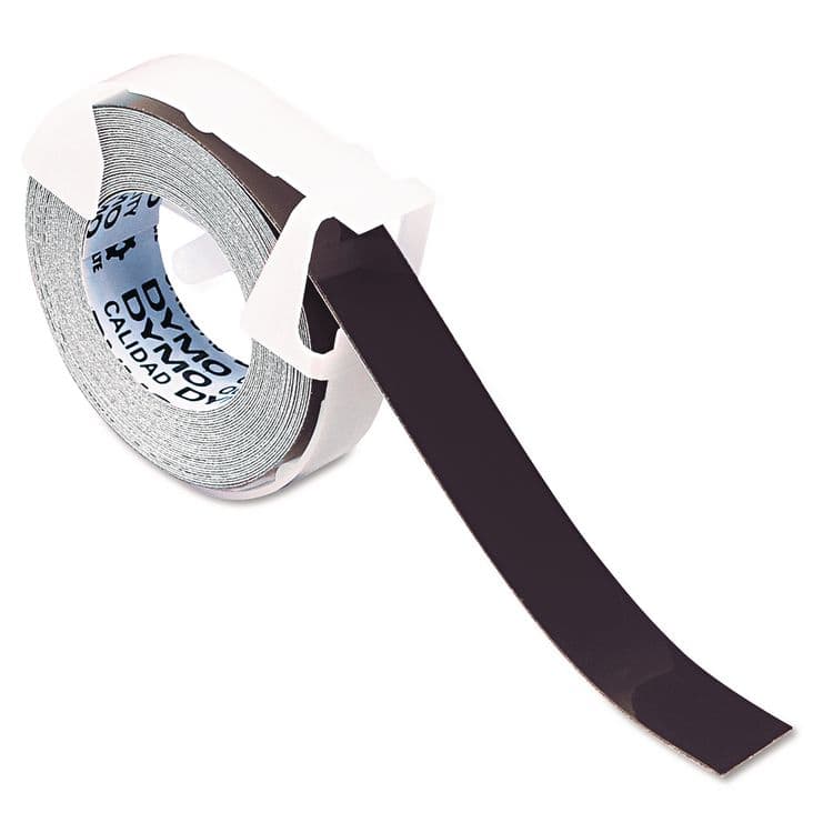 DYMO Self-Adhesive Glossy Labeling Tape for Embossers, 0.37" x 9.8 ft Roll, Black (DYM520109)