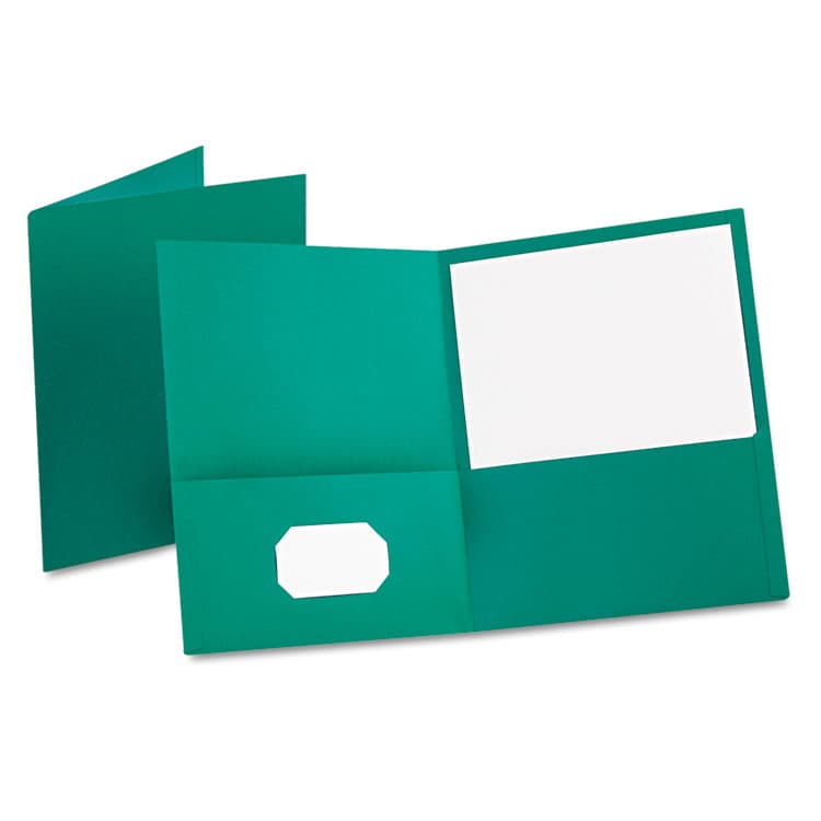 TOPS BUSINESS FORMS Twin-Pocket Folder, Accommodates (100) 11 x 8.5 Sheets, Teal, 25/Box (OXF57555)