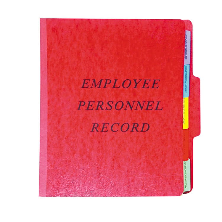 TOPS BUSINESS FORMS Vertical-Style Personnel Folders, 1/3-Cut Tab: Center, Expands 2", 5 Dividers, 2 Fasteners, Letter Size, Red (PFXSER1ER)
